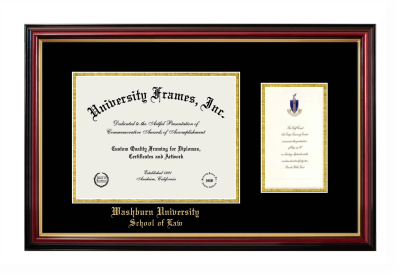 Washburn University School of Law Diploma with Announcement Frame in Petite Mahogany with Gold Trim with Black & Gold Mats for document: 8 1/2"h x 11"w  , diploma: 7"h x 4"w  