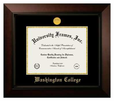 Washington College Diploma Frame in Legacy Black Cherry with Black & Gold Mats for document: 8 1/2"h x 11"w  