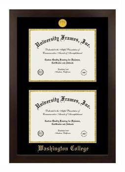 Washington College Double Diploma Frame in Manhattan Espresso with Black & Gold Mats for document: 8 1/2"h x 11"w  , document: 8 1/2"h x 11"w  