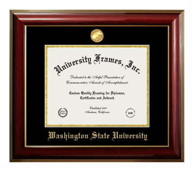 Washington State University Diploma Frame in Classic Mahogany with Gold Trim with Black & Gold Mats for document: 8 1/2"h x 11"w  