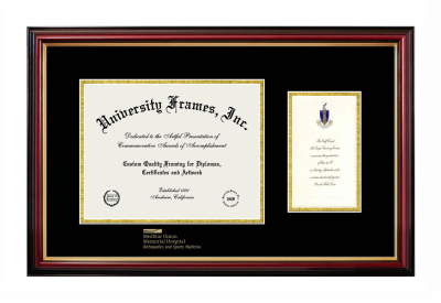 MedStar Union Memorial Hospital Diploma with Announcement Frame in Petite Mahogany with Gold Trim with Black & Gold Mats for document: 8 1/2"h x 11"w  , diploma: 7"h x 4"w  