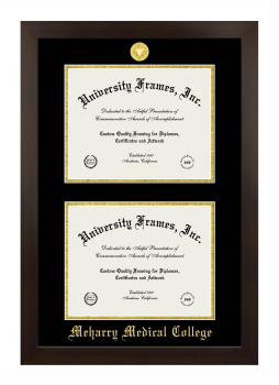 Meharry Medical College Double Diploma Frame in Manhattan Espresso with Black & Gold Mats for document: 8 1/2"h x 11"w  , document: 8 1/2"h x 11"w  