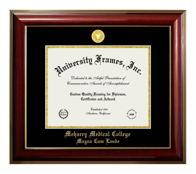 Meharry Medical College Magna Cum Laude Diploma Frame in Classic Mahogany with Gold Trim with Black & Gold Mats for document: 8 1/2"h x 11"w  