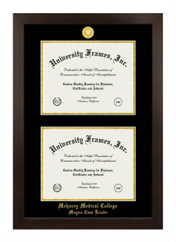 Meharry Medical College Magna Cum Laude Double Diploma Frame in Manhattan Espresso with Black & Gold Mats for document: 8 1/2"h x 11"w  , document: 8 1/2"h x 11"w  