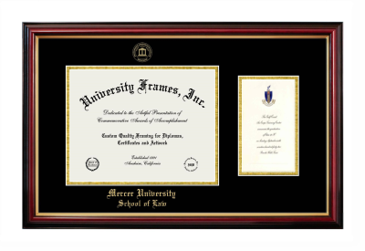 Mercer University School of Law Diploma with Announcement Frame in Petite Mahogany with Gold Trim with Black & Gold Mats for document: 8 1/2"h x 11"w  , diploma: 7"h x 4"w  