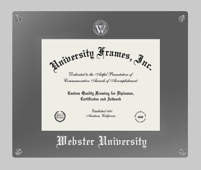 Webster University (Saint Louis) Lucent Clear-over-Smoke Frame in Lucent Smoke Moulding with Lucent Smoke Mat for document: 8 1/2"h x 11"w  