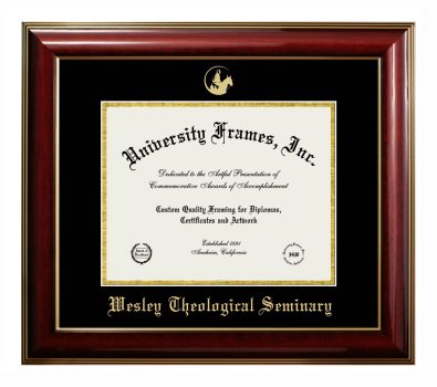 Wesley Theological Seminary Diploma Frame in Classic Mahogany with Gold Trim with Black & Gold Mats for document: 8 1/2"h x 11"w  