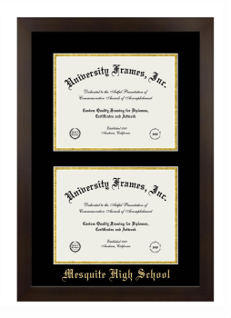 Mesquite High School Double Diploma Frame in Manhattan Espresso with Black & Gold Mats for document: 8 1/2"h x 11"w  , document: 8 1/2"h x 11"w  