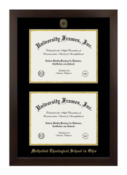 Methodist Theological School in Ohio Double Diploma Frame in Manhattan Espresso with Black & Gold Mats for document: 8 1/2"h x 11"w  , document: 8 1/2"h x 11"w  