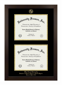 West Coast University Bachelor of Science Degree in Dental Hygiene Class of April 2016 Double Diploma Frame in Manhattan Espresso with Black & Gold Mats for document: 8 1/2"h x 11"w  , document: 8 1/2"h x 11"w  