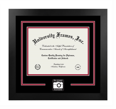 Michigan State University College of Nursing Logo Mat Frame in Manhattan Black with Black & Crimson Mats for document: 8 1/2"h x 11"w  