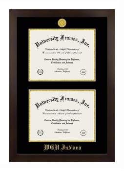 Western Governors University (Indiana) Double Diploma Frame in Manhattan Espresso with Black & Gold Mats for document: 8 1/2"h x 11"w  , document: 8 1/2"h x 11"w  