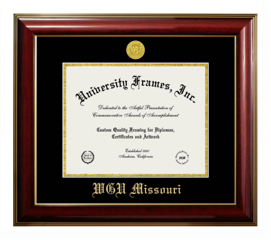 Western Governors University (Missouri) Diploma Frame in Classic Mahogany with Gold Trim with Black & Gold Mats for document: 8 1/2"h x 11"w  