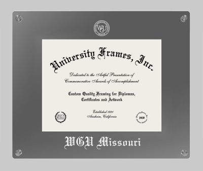 Western Governors University (Missouri) Lucent Clear-over-Smoke Frame in Lucent Smoke Moulding with Lucent Smoke Mat for document: 8 1/2"h x 11"w  