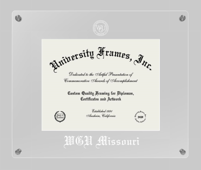 Western Governors University (Missouri) Lucent Clear-over-Clear Frame in Lucent Clear Moulding with Lucent Clear Mat for document: 8 1/2"h x 11"w  