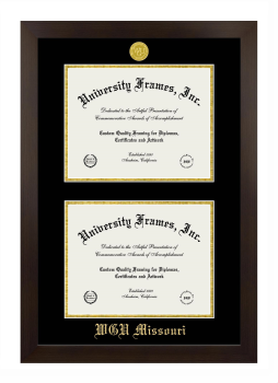 Western Governors University (Missouri) Double Diploma Frame in Manhattan Espresso with Black & Gold Mats for document: 8 1/2"h x 11"w  , document: 8 1/2"h x 11"w  