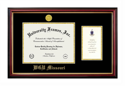 Western Governors University (Missouri) Diploma with Announcement Frame in Petite Mahogany with Gold Trim with Black & Gold Mats for document: 8 1/2"h x 11"w  , diploma: 7"h x 4"w  