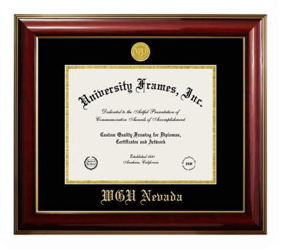 Western Governors University (Nevada) Diploma Frame in Classic Mahogany with Gold Trim with Black & Gold Mats for document: 8 1/2"h x 11"w  