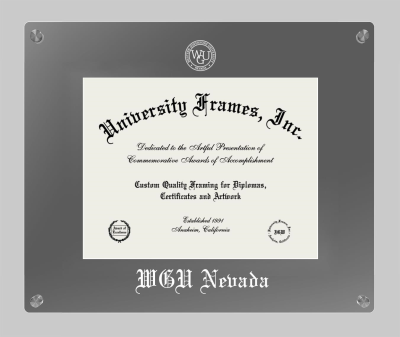 Western Governors University (Nevada) Lucent Clear-over-Smoke Frame in Lucent Smoke Moulding with Lucent Smoke Mat for document: 8 1/2"h x 11"w  