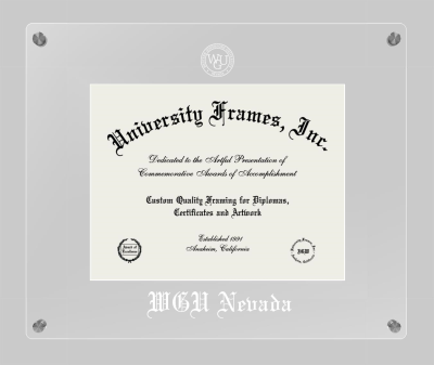 Western Governors University (Nevada) Lucent Clear-over-Clear Frame in Lucent Clear Moulding with Lucent Clear Mat for document: 8 1/2"h x 11"w  
