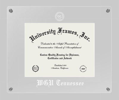 Western Governors University (Tennessee) Lucent Clear-over-Clear Frame in Lucent Clear Moulding with Lucent Clear Mat for document: 8 1/2"h x 11"w  
