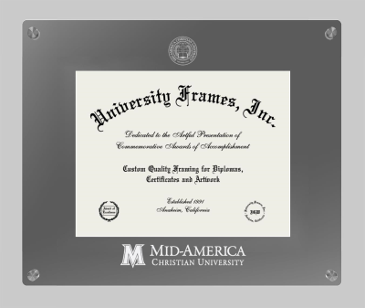 Mid-America Christian University Lucent Clear-over-Smoke Frame in Lucent Smoke Moulding with Lucent Smoke Mat for document: 8 1/2"h x 11"w  