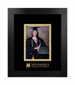 Mid-America Christian University 5 x 7 Portrait Frame in Manhattan Black with Black & Gold Mats