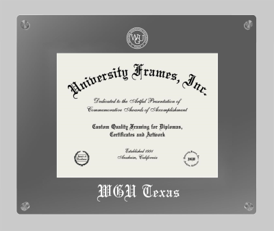 Western Governors University (Texas) Lucent Clear-over-Smoke Frame in Lucent Smoke Moulding with Lucent Smoke Mat for document: 8 1/2"h x 11"w  