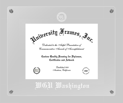 Western Governors University (Washington) Lucent Clear-over-Clear Frame in Lucent Clear Moulding with Lucent Clear Mat for document: 8 1/2"h x 11"w  