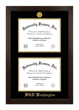 Western Governors University (Washington) Double Diploma Frame in Manhattan Espresso with Black & Gold Mats for document: 8 1/2"h x 11"w  , document: 8 1/2"h x 11"w  
