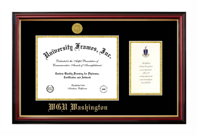 Western Governors University (Washington) Diploma with Announcement Frame in Petite Mahogany with Gold Trim with Black & Gold Mats for document: 8 1/2"h x 11"w  , diploma: 7"h x 4"w  