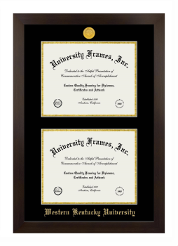 Western Kentucky University Double Diploma Frame in Manhattan Espresso with Black & Gold Mats for document: 8 1/2"h x 11"w  , document: 8 1/2"h x 11"w  