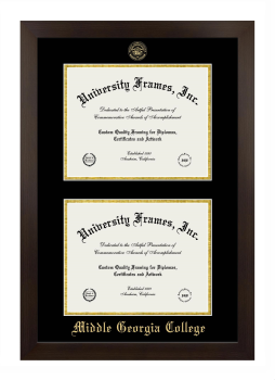 Middle Georgia College Double Diploma Frame in Manhattan Espresso with Black & Gold Mats for document: 8 1/2"h x 11"w  , document: 8 1/2"h x 11"w  