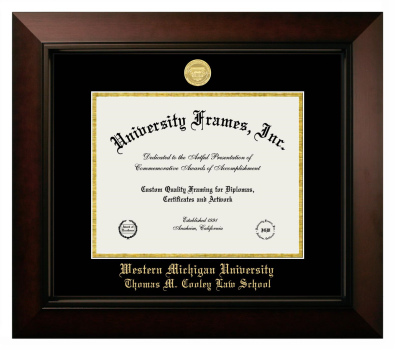 Western Michigan University Thomas M. Cooley Law School Diploma Frame in Legacy Black Cherry with Black & Gold Mats for document: 8 1/2"h x 11"w  