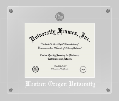 Western Oregon University Lucent Clear-over-Clear Frame in Lucent Clear Moulding with Lucent Clear Mat for document: 8 1/2"h x 11"w  