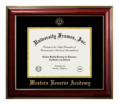 Western Reserve Academy Diploma Frame in Classic Mahogany with Gold Trim with Black & Gold Mats for document: 8 1/2"h x 11"w  