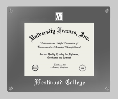 Westwood College Lucent Clear-over-Smoke Frame in Lucent Smoke Moulding with Lucent Smoke Mat for document: 8 1/2"h x 11"w  