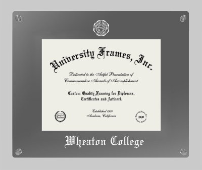 Wheaton College (Illinois) Lucent Clear-over-Smoke Frame in Lucent Smoke Moulding with Lucent Smoke Mat for document: 8 1/2"h x 11"w  