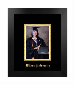 Wilkes University 5 x 7 Portrait Frame in Manhattan Black with Black & Gold Mats