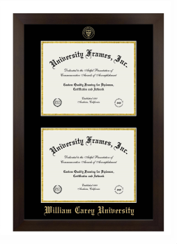 William Carey University Double Diploma Frame in Manhattan Espresso with Black & Gold Mats for document: 8 1/2"h x 11"w  , document: 8 1/2"h x 11"w  