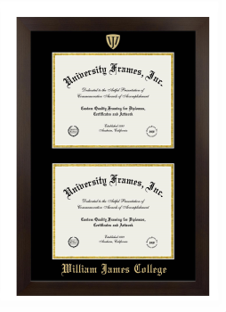 William James College Double Diploma Frame in Manhattan Espresso with Black & Gold Mats for document: 8 1/2"h x 11"w  , document: 8 1/2"h x 11"w  