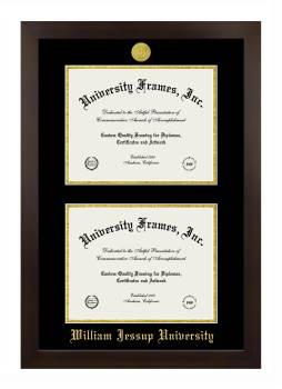 William Jessup University Double Diploma Frame in Manhattan Espresso with Black & Gold Mats for document: 8 1/2"h x 11"w  , document: 8 1/2"h x 11"w  