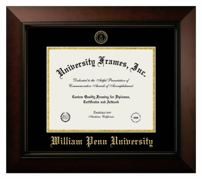 William Penn University Diploma Frame in Legacy Black Cherry with Black & Gold Mats for document: 8 1/2"h x 11"w  