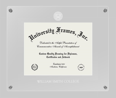 William Smith College Lucent Clear-over-Clear Frame in Lucent Clear Moulding with Lucent Clear Mat for document: 8 1/2"h x 11"w  