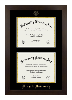 Wingate University Double Diploma Frame in Manhattan Espresso with Black & Gold Mats for document: 8 1/2"h x 11"w  , document: 8 1/2"h x 11"w  
