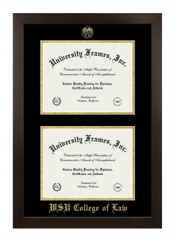 WSU College of Law Double Diploma Frame in Manhattan Espresso with Black & Gold Mats for document: 8 1/2"h x 11"w  , document: 8 1/2"h x 11"w  