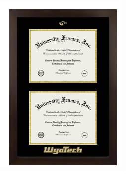 Wyotech Double Diploma Frame in Manhattan Espresso with Black & Gold Mats for document: 8 1/2"h x 11"w  , document: 8 1/2"h x 11"w  