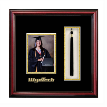Wyotech 5 x 7 Portrait with Tassel Box Frame in Petite Cherry with Black & Gold Mats