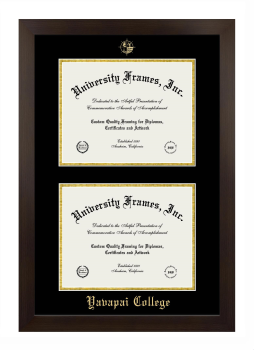 Yavapai College Double Diploma Frame in Manhattan Espresso with Black & Gold Mats for document: 8 1/2"h x 11"w  , document: 8 1/2"h x 11"w  