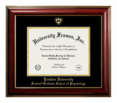 Yeshiva University Ferkauf Graduate School of Psychology Diploma Frame in Classic Mahogany with Gold Trim with Black & Gold Mats for document: 8 1/2"h x 11"w  